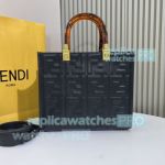 Replica Fendi Black Textured Sunshine Small Tote Bag 